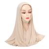 Hophor Soft Stretch Jersey Hijab Beige Head Scarfs Wrap Long Turban Head Wrap Jersey Hijab Scarf for Women (Beige) view 4