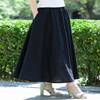 AOTRIO Women Cotton/Linen Skirt Summer Quality Elastic Waist Long Maxi Retro Vogue Casual Bottom with Pockets Black view 2