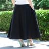 AOTRIO Women Cotton/Linen Skirt Summer Quality Elastic Waist Long Maxi Retro Vogue Casual Bottom with Pockets Black view 3