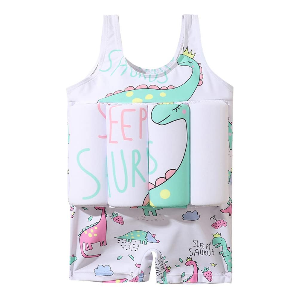 FYMNSI Baby Boys Girls Floatation Swimsuit One-Piece Swimwear Adjustable Buoyancy for Kids Learn to Swimming Swim Vest Jacket # White 18-24 Months