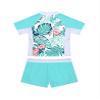 Daenrui Kids Girls Athletic Tankini Swimsuit Floral Short Sleeve Swim Shirt with Shorts Rash Guard Swimwear Tropical Leaves 6 Years view 2