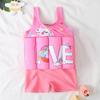 FYMNSI Baby Boys Girls Floatation Swimsuit One-Piece Swimwear Adjustable Buoyancy for Kids Learn to Swimming Swim Vest Jacket Pink Love 18-24 Months view 2
