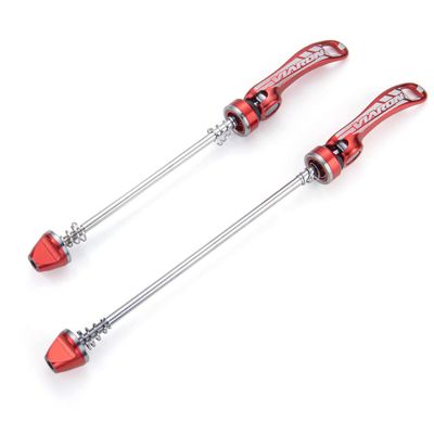 VIARON MTB Quick Release Axle Front and Rear Mountain Bike Skewer Set Aluminum Alloy Bicycle Wheel Skewers Hub QR Lever (Red)