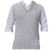 Men's Solid Color V-Neck Vest Fashion Temperament Sleeveless Sweater Business Dating Simple and Versatile Rib Knit Top (Light Grey,Large) view 1