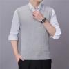 Men's Solid Color V-Neck Vest Fashion Temperament Sleeveless Sweater Business Dating Simple and Versatile Rib Knit Top (Light Grey,Large) view 2