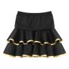 easyforever Kids Girls Knee Length Summer Skater Skirt Elastic Waist Pleated A-line Skirt School Uniform B Gold&Black 14-16 Years view 3