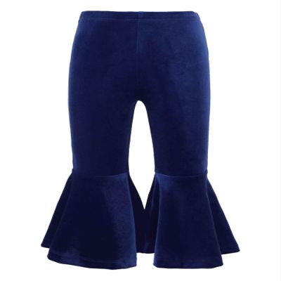 YONGHS Toddler Kids Girls Velvet Flared Pants Bell-Bottomed Pants Winter Trousers Christmas Bottoms Dark Blue 2-3 Years