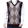 Kaxiya2021 Men's Knitted Vest Casual Loose Sleeveless Pullover V-Neck Contrast Checkered Banquet Business Dating Sweater (Red Wine,Medium) view 1