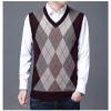 Kaxiya2021 Men's Knitted Vest Casual Loose Sleeveless Pullover V-Neck Contrast Checkered Banquet Business Dating Sweater (Red Wine,Medium) view 2
