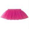 FEESHOW Kids Girls Elastic Waistband Tutu Mesh Skirt Solid Color Four Layer Dance Skirt for Ballet Leotard Hot Pink 6-11 Years view 2