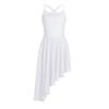 Fldy Kids Girls Lyrical Dance Dress Ballet Outfits Asymmetrical Hem Dress for Dance Competition Performance White 5-6 Years view 1
