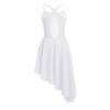 Fldy Kids Girls Lyrical Dance Dress Ballet Outfits Asymmetrical Hem Dress for Dance Competition Performance White 5-6 Years view 3