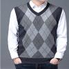 Kaxiya2021 Men's Knitted Vest Casual Loose Sleeveless Pullover V-Neck Contrast Checkered Banquet Business Dating Sweater (Medium Gray,XX-Large) view 2