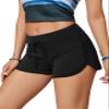 CRZ YOGA Classic Fit Dolphin Board Shorts for Women 3'' - High Waisted Beach Swimwear Bottoms Bathing Trunks with Liner Black X-Small view 2