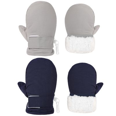 Urban Virgin Infant Baby Toddler Kids Winter Mittens Lined Fleece Warm Waterproof Ski Snow Gloves For Boys Girls 2 Pairs Grey&Navy Blue 6-24 Months