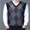 Kaxiya2021 Men's Knitted Vest Casual Loose Sleeveless Pullover V-Neck Contrast Checkered Banquet Business Dating Sweater (Cyan,3X-Large) view 2
