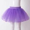 FEESHOW Kids Girls Elastic Waistband Tutu Mesh Skirt Solid Color Four Layer Dance Skirt for Ballet Leotard Purple 6-11 Years view 4