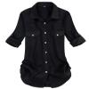 Alimens & Gentle Flannel Shirt Women Plaid Shackets Casual Soft Long Sleeve Button Down Shirt Business Casual Blouses Tops Black view 1