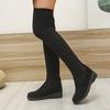 Bcshiye Women's Over The Knee High Low Heel Riding Boots Socks Wide Calf Thigh High Knee High Pull On Winter Boots view 3