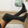 Bcshiye Women's Over The Knee High Low Heel Riding Boots Socks Wide Calf Thigh High Knee High Pull On Winter Boots view 4