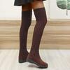 Bcshiye Women's Over The Knee High Low Heel Riding Boots Socks Wide Calf Thigh High Knee High Pull On Winter Boots view 2
