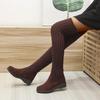 Bcshiye Women's Over The Knee High Low Heel Riding Boots Socks Wide Calf Thigh High Knee High Pull On Winter Boots view 3