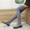Bcshiye Women's Over The Knee High Low Heel Riding Boots Socks Wide Calf Thigh High Knee High Pull On Winter Boots view 4