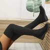Bcshiye Women's Over The Knee High Low Heel Riding Boots Socks Wide Calf Thigh High Knee High Pull On Winter Boots view 4