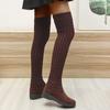 Bcshiye Women's Over The Knee High Low Heel Riding Boots Socks Wide Calf Thigh High Knee High Pull On Winter Boots view 2