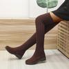 Bcshiye Women's Over The Knee High Low Heel Riding Boots Socks Wide Calf Thigh High Knee High Pull On Winter Boots view 3