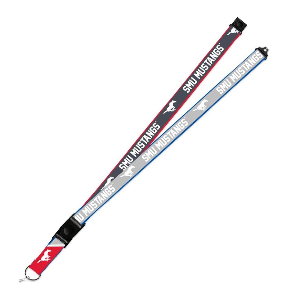 Rico Industries Southern Methodist Mustangs SMU Lanyard Keychain 2-sided Breakaway Clip Gray University of