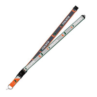 Rico Industries Miami Hurricanes Lanyard Keychain GRAY 2-sided Breakaway Clip University of