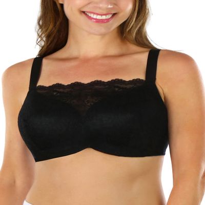 ToBeInStyle Women's Padded Lace Covered Front Bra w/Wide Straps & Band - Black - 40C