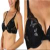 ToBeInStyle Women's Classic Push Up Bra w/Butterfly Designed Lace Overlay - Black - 42DD view 3
