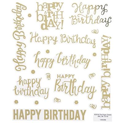 Gold Foil Script Happy Birthday Stickers