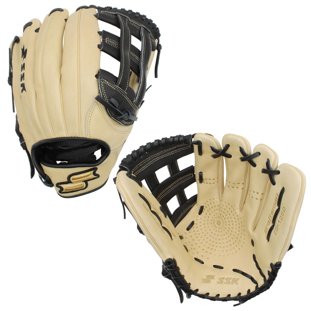 SSK Z5 Craftsman Outfield Baseball Glove  Deep Pocket 12.25" - 12.5 - 12.75  Right & Left Hand Throw (Camel/Black, 12.5" - Left Hand Throw)