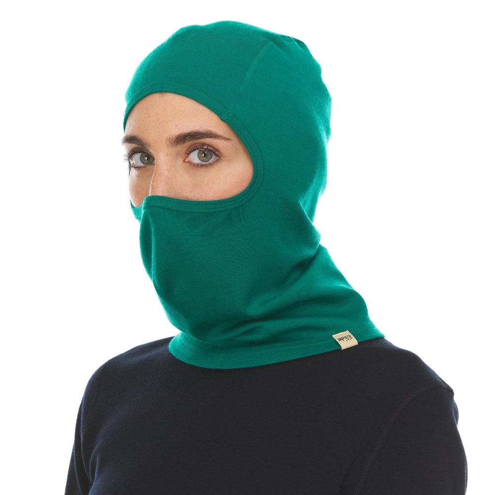 100% Merino Wool Balaclava - Winter Ski Mask - Face Mask - Cold Weather Gear - Emerald Green - One Size