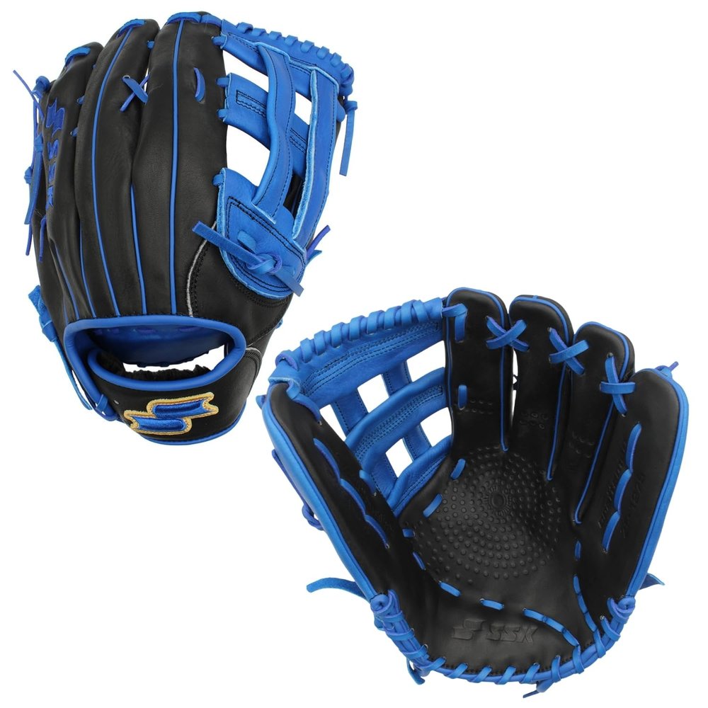 SSK Z5 Craftsman Outfield Baseball Glove  Deep Pocket 12.25" - 12.5 - 12.75  Right & Left Hand Throw (Black/Royal, 12.75" - Right Hand Throw)