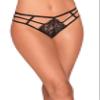 Dreamgirl womens Open Crotch Lace Thong Panties, Black, X-Large US view 1