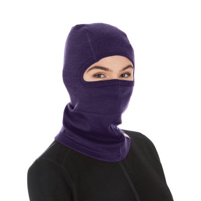 100% Merino Wool Balaclava - Winter Ski Mask - Face Mask - Cold Weather Gear - Dark Purple - One Size