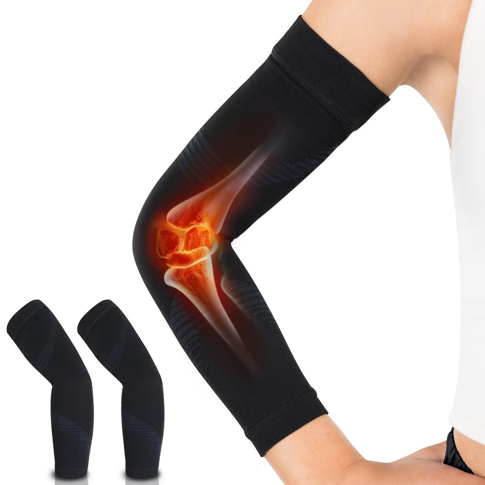 Vive Arm Compression Sleeve for Men, Women - 20-30mmHg Medical Graduated with UV Protection - For Tendonitis, Arthritis, Swelling (Medium)