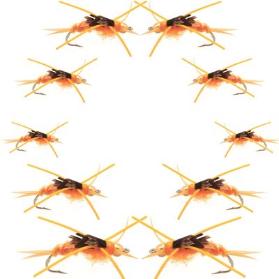 The Fly Fishing Place Basics Collection - Kaufmann's Golden Stonefly Nymph Assortment - 10 Bead Head Rubber Legs Wet Flies - Hook Sizes 6, 8, 10, and 12