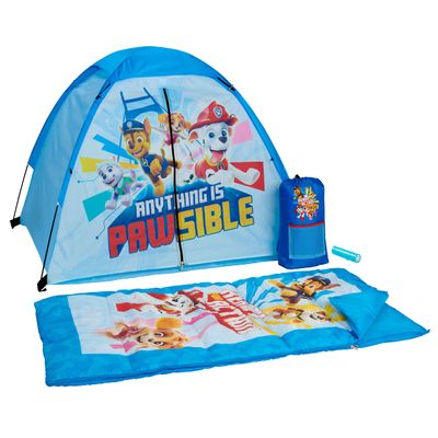 Exxel Outdoors Paw Patrol Kids Camp Set - Tent, Backpack, Sleeping Bag and Flashlight - 4 Piece Indoor/Outdoor Paw Patrol Kids Set,Multi,N-4SLGFL21PAW