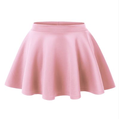 MBJ WB211 Women's Basic Versatile Stretchy Flared Skater Skirt for Girl S Pink