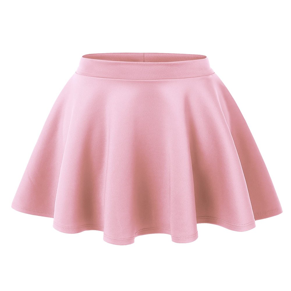 MBJ WB211 Women's Basic Versatile Stretchy Flared Skater Skirt for Girl S Pink
