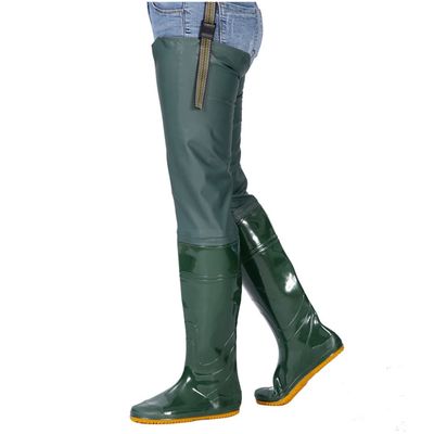 Hip Waders, PVC Lightweight Waterproof Hip Boots for Men Women, Fishing Hunting Anti-slip Wear-resistant Bootfoot (Color : Green, Size : US8/EU40/UK7)