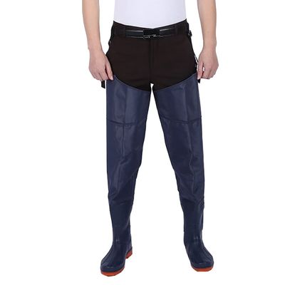 Beef Tendon Bootfoot Hip Wader, PVC Strongly Waterproof Hunting Fishing Waders for Men Women with Boots (Color : Blue, Size : US7/EU39/UK6)