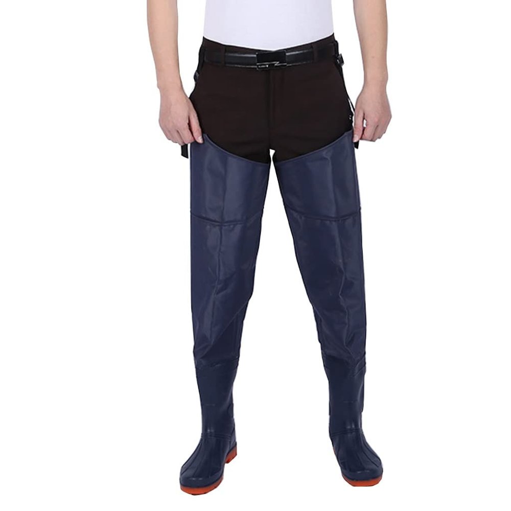 Beef Tendon Bootfoot Hip Wader, PVC Strongly Waterproof Hunting Fishing Waders for Men Women with Boots (Color : Blue, Size : US7/EU39/UK6)