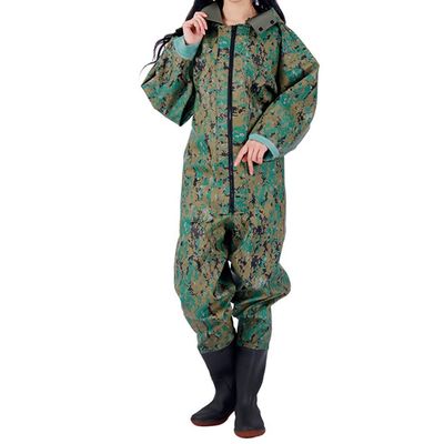 Full Body Waders Hunting Fishing Suit with Boots, Waterproof Lightweight Hooded Wading, Anti-slip Wear-resistant Comfortable (Color : Green 1, Size : US10.5/EU43/UK9.5)