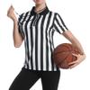 Women's Official Referee Shirt Black & White Stripe Ref Umpire Jersey Short Sleeve for Basketball Football Hockey Zip Front XL view 1